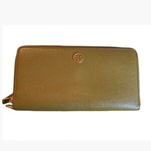 Tory Burch Robinson Zip-Around Continental Wallet Saffiano Leather EUC/Like New